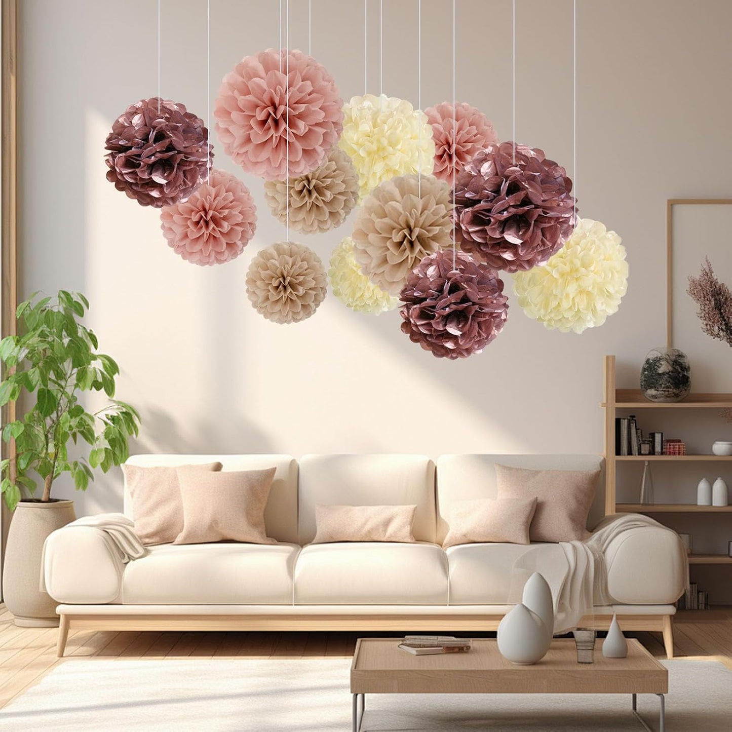 18 PCS Tissue Paper Pom Poms, Tissue Pom Poms Flowers, Sizes of 6", 10", 12", 14" Hanging Paper Flower Ball for Wedding, Birthday, Halloween, Christmas, Baby Shower Party Decor (Red Black Gold)