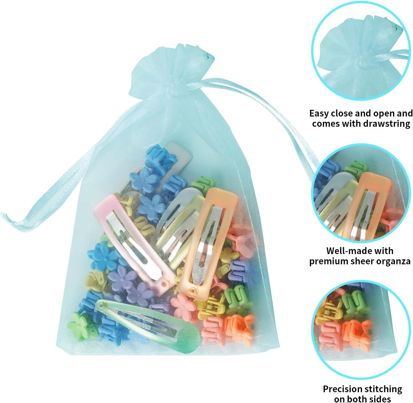 100PCS White Organza Bags, 4x6 Inch Small Mesh Bags Drawstring, Jewelry Gift Bags for Easter, Party, Festival, Bathroom Soaps, Makeup