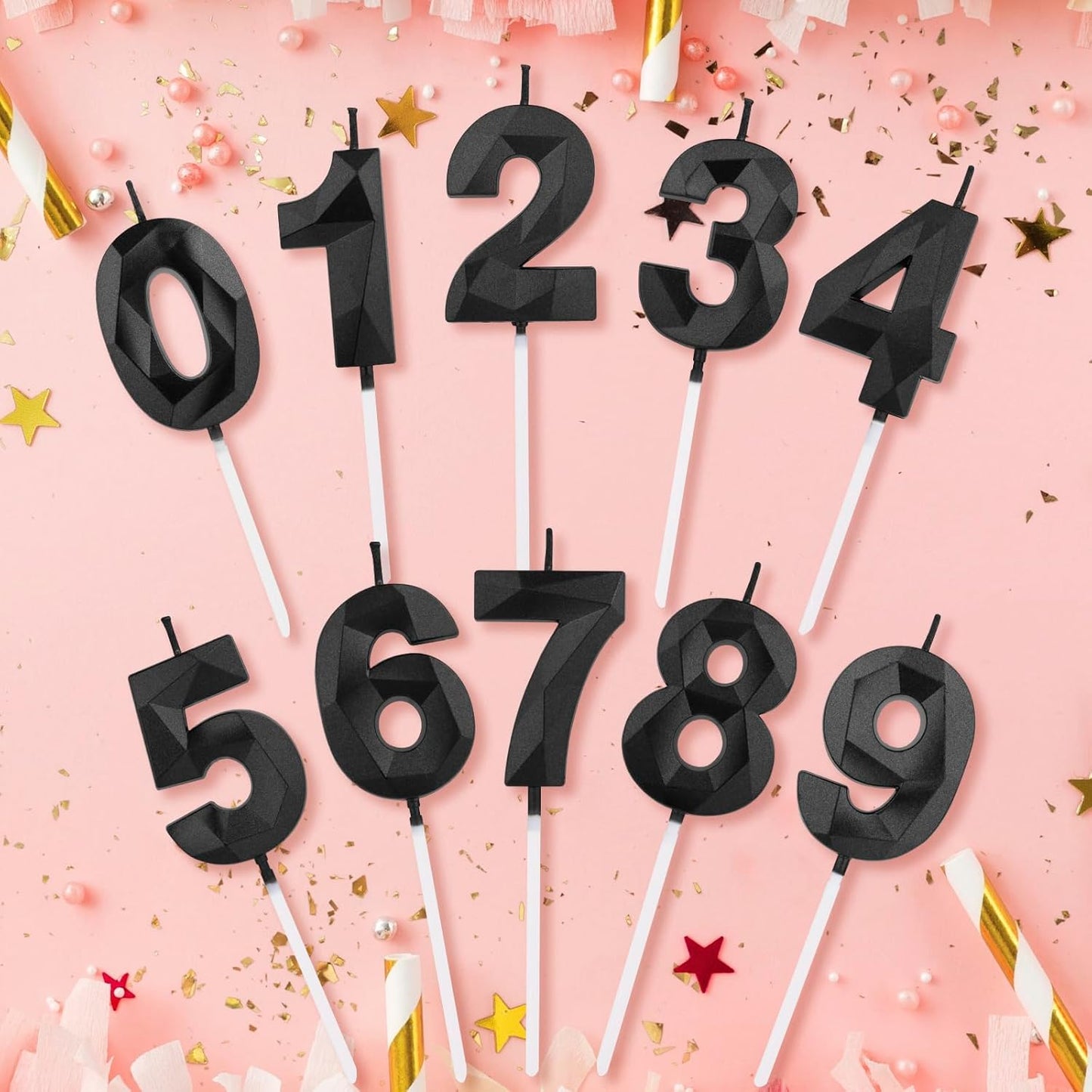 BEAN LIEVE Number Candles 0-9 Set - 10-Pack Diamond-Cut Birthday Candles, Cake Candles - Bulk Cake Decor for 1st-98th Birthdays, Photos, Parties - Kids Women Family Celebrations (Champagne Gold)