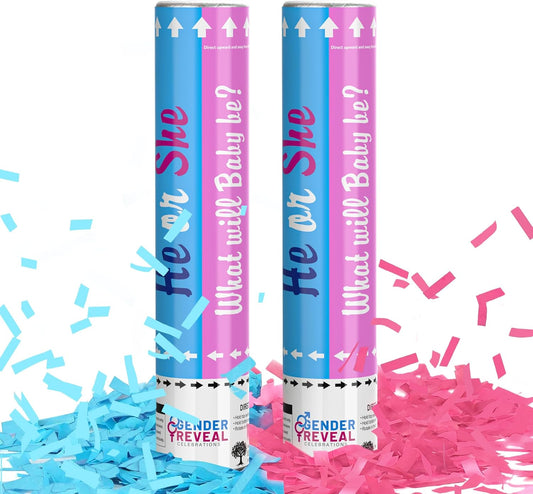 POPUPARTY 4 Pack Gender Reveal Confetti Cannon | No Powder Confetti Poppers | Ideal for Baby Girl Gender Reveal Decoration (4 Pink)