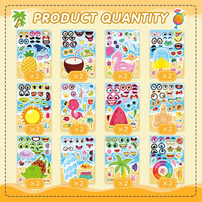 24 Sheets Make a Face Stickers for Kids Toddlers, Make Your Own Animal Mix and Match Sticker Sheets with Sea Animals Horses Dinosaurs Unicorns for Kids Crafts Party Favors Goodie Bags Stuffers