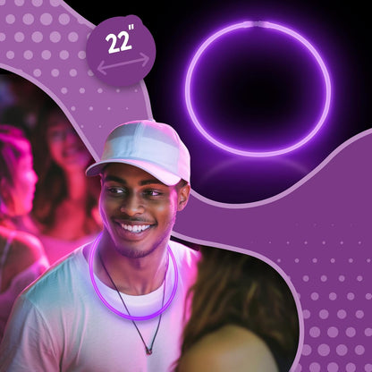 Windy City Novelties 22” Glow Stick Necklaces – 50 Pack for Summer Parties, Camping & July 4th Celebrations (Purple)