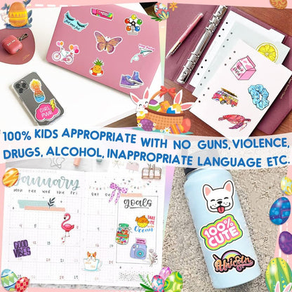 QTL Neon Stickers for Teens & Students Prizes, Waterproof Vinyl Party Favor Stickers, School Rewards, Water Bottle and Laptop, 50PCS - Colors B