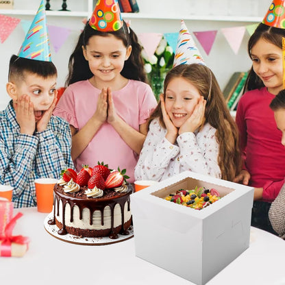 NEOACT 30 Pcs Cake Boxes, 12x12x8 Inch White Bakery Boxes with Window Cake Containers 12 Inch large Cake box for Birthday Party, Wedding,Tall Dessert Cardboard Boxes
