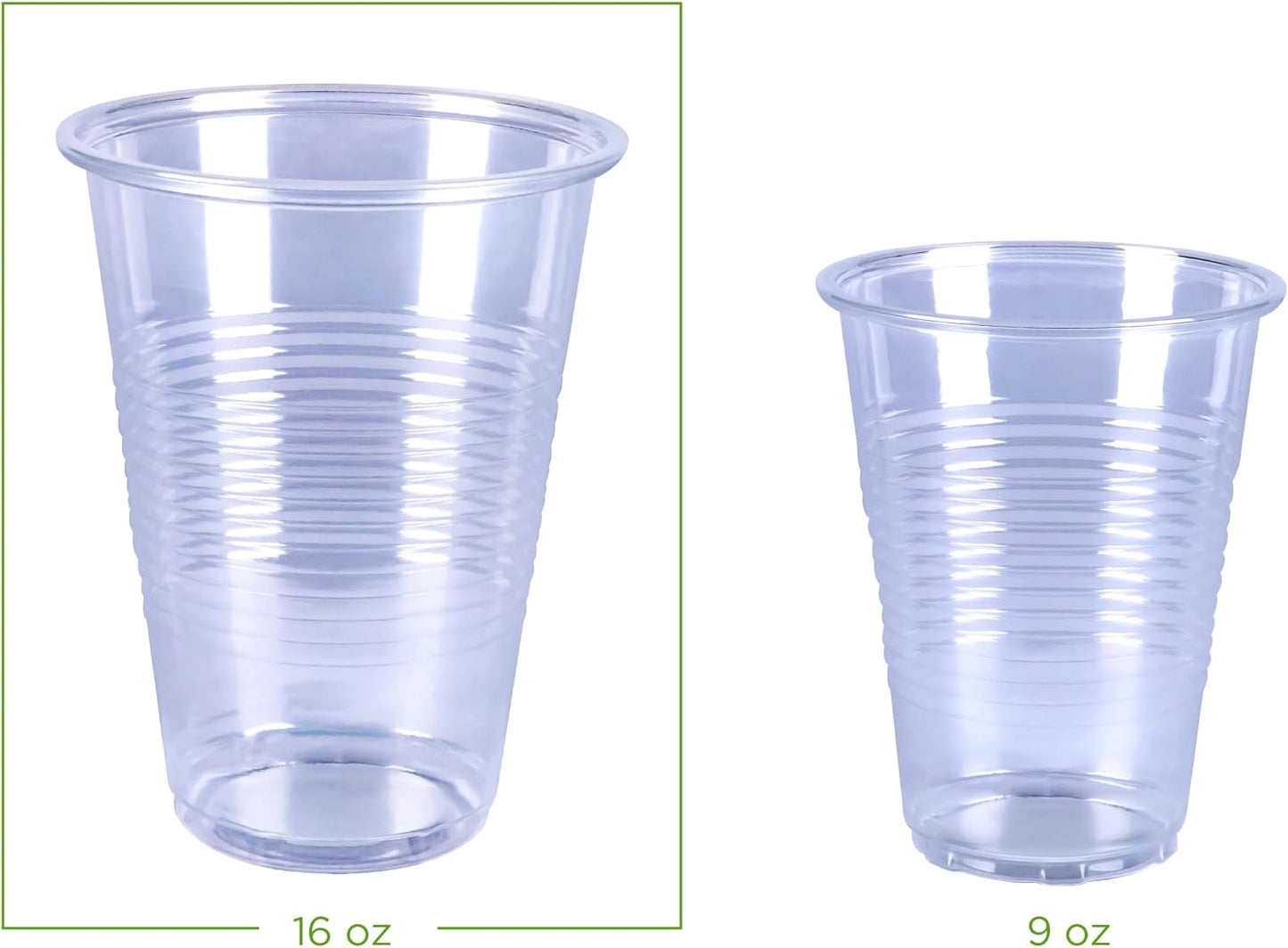 Amazon Basics Small Disposable Clear Plastic Cups, 9oz, 100 Count
