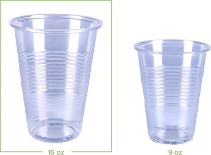 Amazon Basics Small Disposable Clear Plastic Cups, 9oz, 100 Count