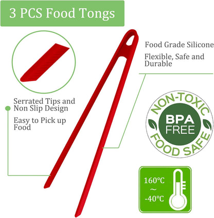 8PCS Silicone Mini Tongs, 5Inch Hand Shape Food Tongs, Colourful Small Kids Tongs for Serving Food, Ice Cube, fruits, Sugar, Barbecue by Sunenlyst (Palm sharp)