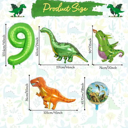 Dinosaur 5th Birthday Decorations, Dinosaur Birthday Party Decorations with Giant Inflatable Dinosaur Balloons 40 Inch Helium Foil Mylar Number 5 Balloons for Dinosaur Theme Birthday Party Decorations