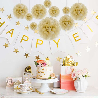 Tissue Paper Pom Poms, Pink Tissue Paper Flowers, Hanging Flower Balls for Weddings Fiesta Parties Birthday Baby Showers Classroom Bridal Shower Decoration (18Piece Set-6/10/12/14Inch)