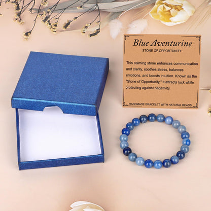 LPBeads Handmade Natural Gemstone Stretch Elastic Bracelet Healing Crystal Round Stone Beads Jewelry Gifts for Women Men