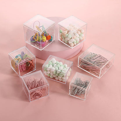 KissYou Acrylic Box Clear Boxes with Lid 12 Packs Small Candy Box Display Square Cube Wedding Graduation Party Decorations Jewlry Gift Box