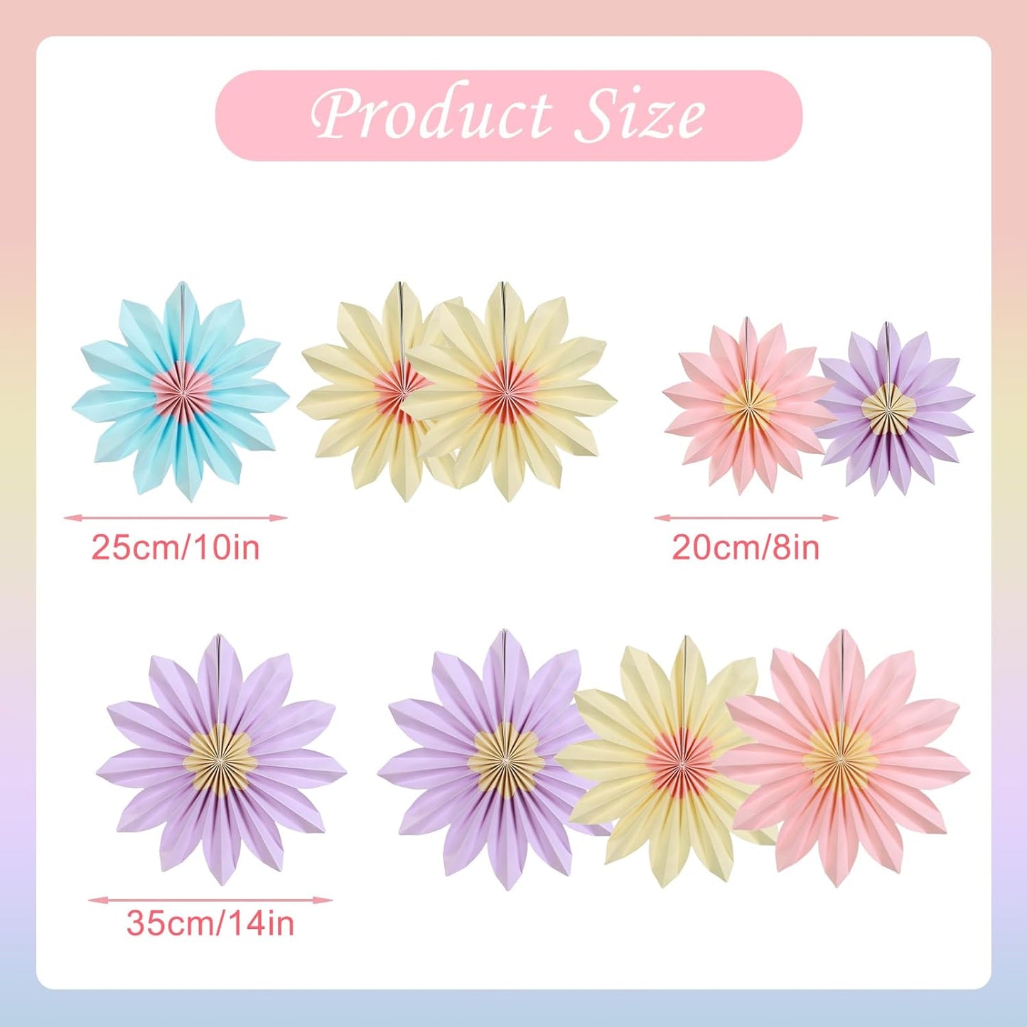 PAPER JAZZ Paper Flowers with Paper Fan Boho Hanging Decor Artificial Flowers Decorations for Wall Pink and Orange Party Decorations for Classroom, Beach Party, Summer Birthday Party Pack of 11.