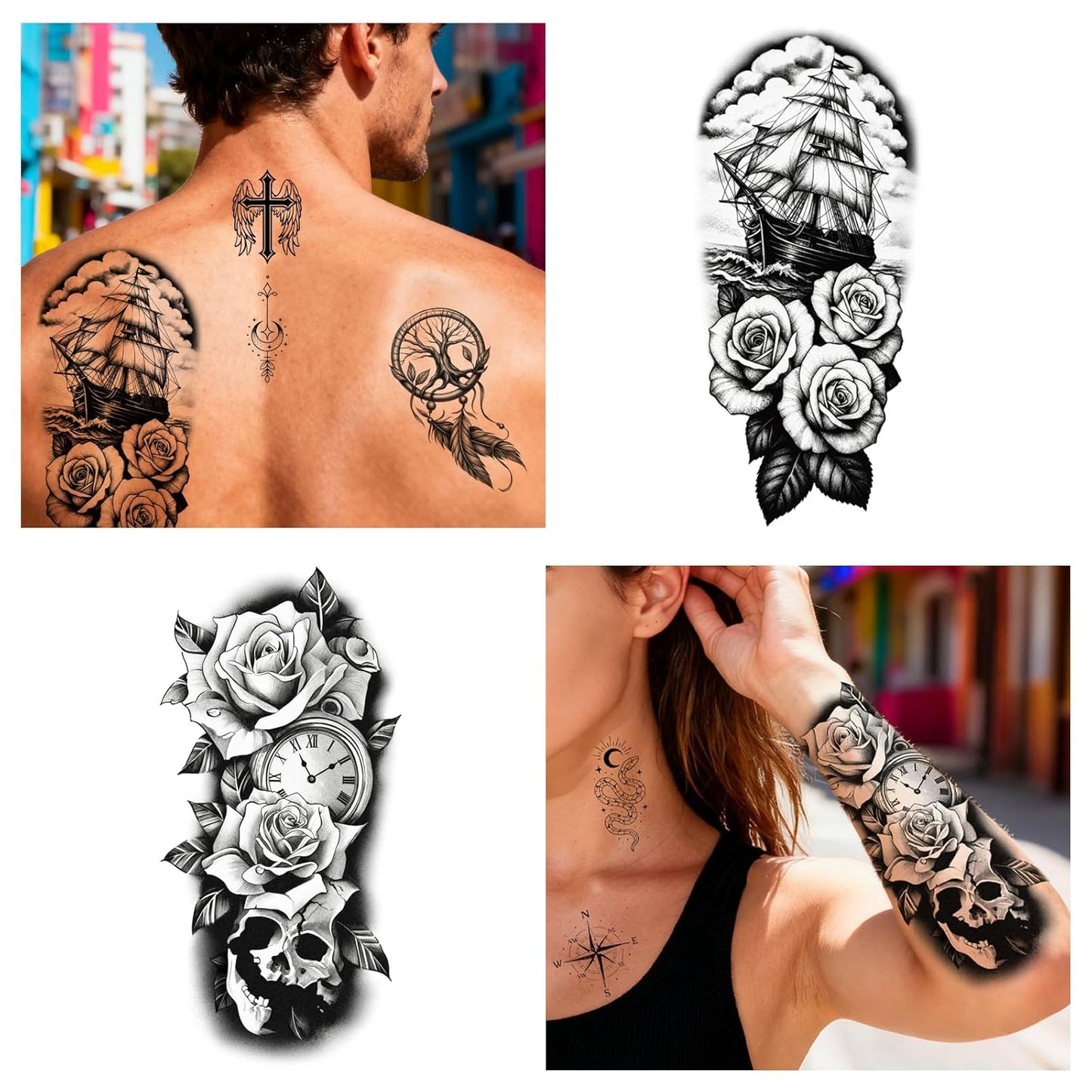 Glow in the Dark Tattoos 256+ PCS – Luminous Party Supplies Neon Body Paint UV Face Temporary Tattoos for Adults Teens, 32 Sheets Neon Accessories Carnival Raves Party Favors & Decorations