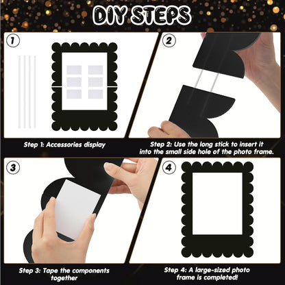 Beeveer 32 x 24 Inch Photo Booth Selfie Frame Prop Booth for Birthday Event Parties Large Blank DIY Cutout Props for Funny Decoration Christmas, Holiday Supplies