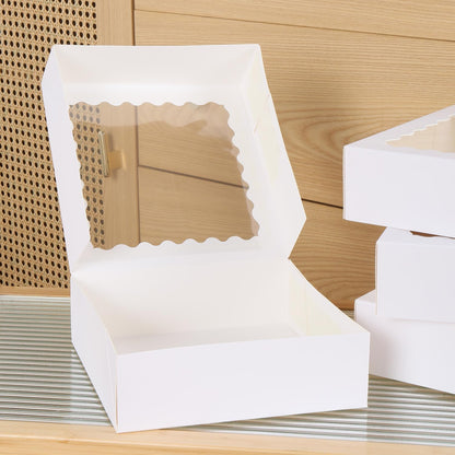 24 pcs12x12x3 Inch Bakery Boxes with Window, White 12 inch Cake Pastry large Pie Cookie Box for Dessert,strawberry,Chocolates Boxes