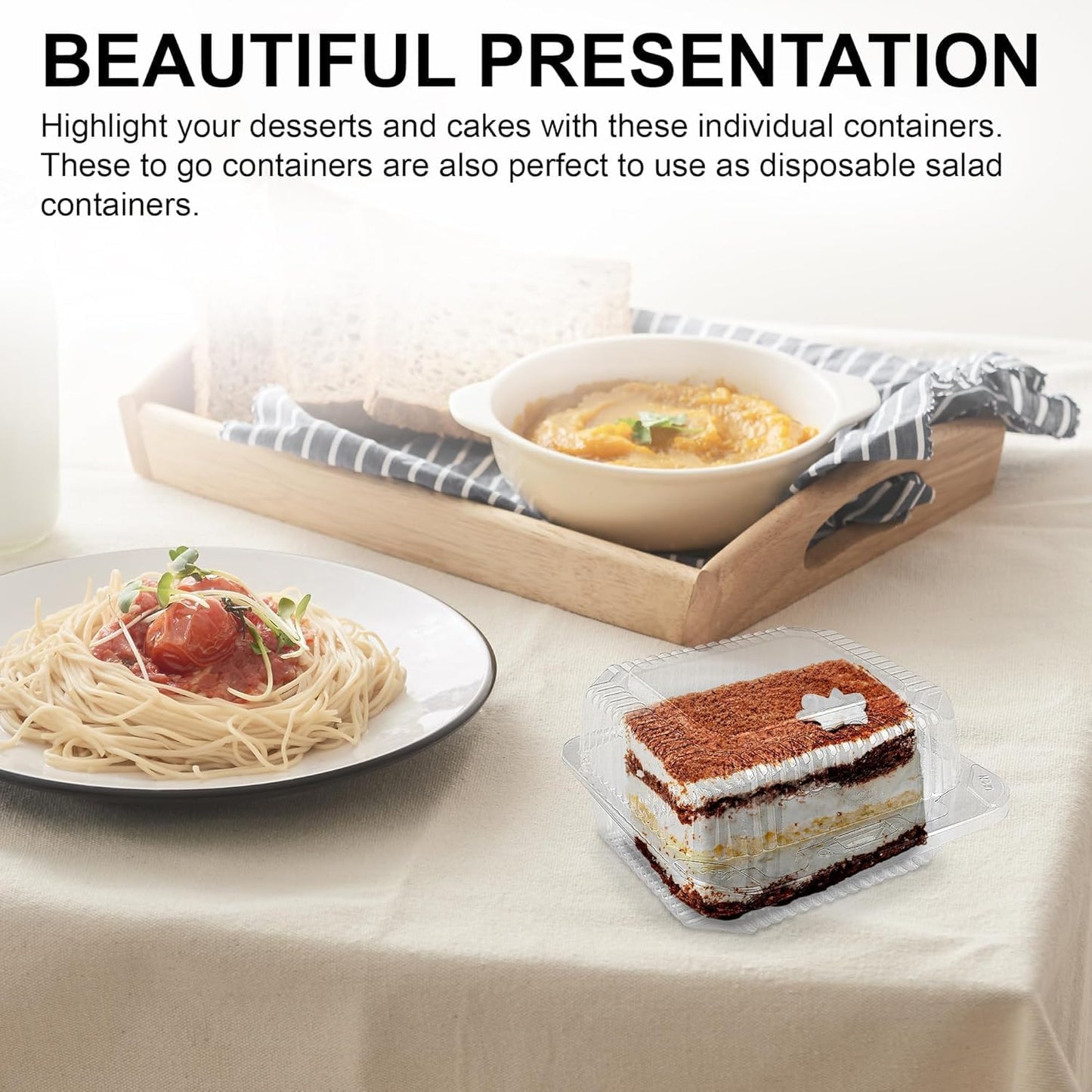 MT Products Clear Cake Slice Container 5" x 5" x 2.75" - To go Square Plastic Container (Pack of 40) - Made in the USA