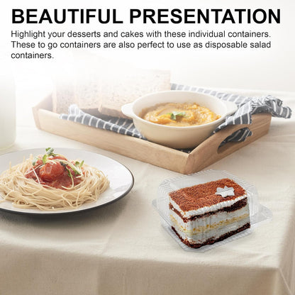 MT Products Clear Cake Slice Container 5" x 5" x 2.75" - To go Square Plastic Container (Pack of 40) - Made in the USA