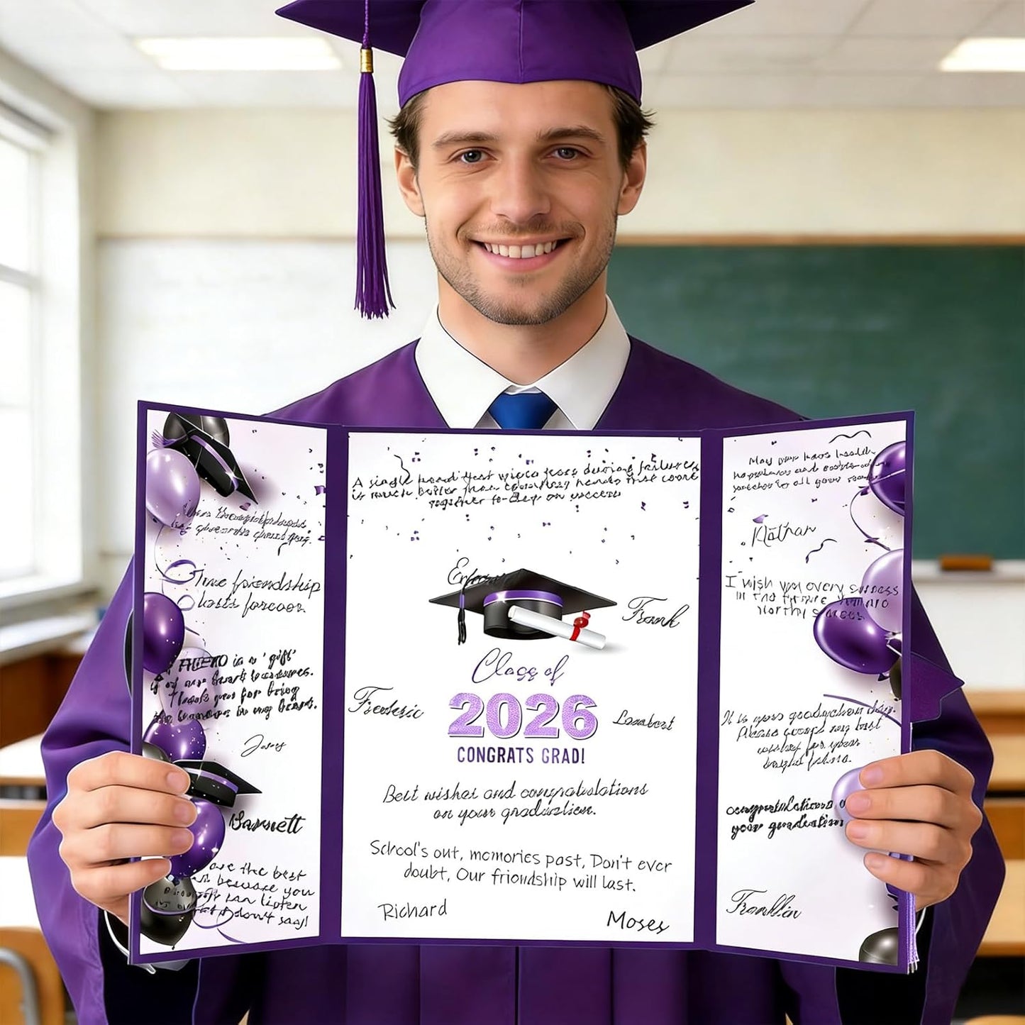 kockuu 2026 Graduation Guest Book Signature Board, Pink Class of 2026 Graduation Sign in Book to Sign Decor for Grad Party High School College Grad Gifts