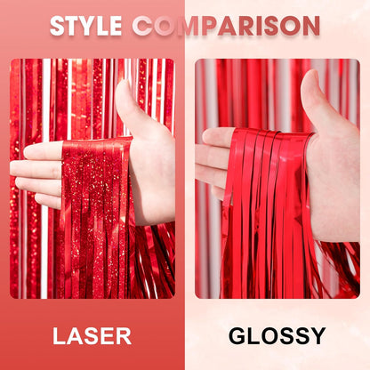 Voircoloria 3 Pack 3.3x8.2 Feet Gold Foil Fringe Backdrop Curtains, Tinsel Streamers, Fringe Backdrop for 2025 New Years Eve, Graduation, Birthday, Baby Shower, Gender Reveal, Disco Party - Colors B