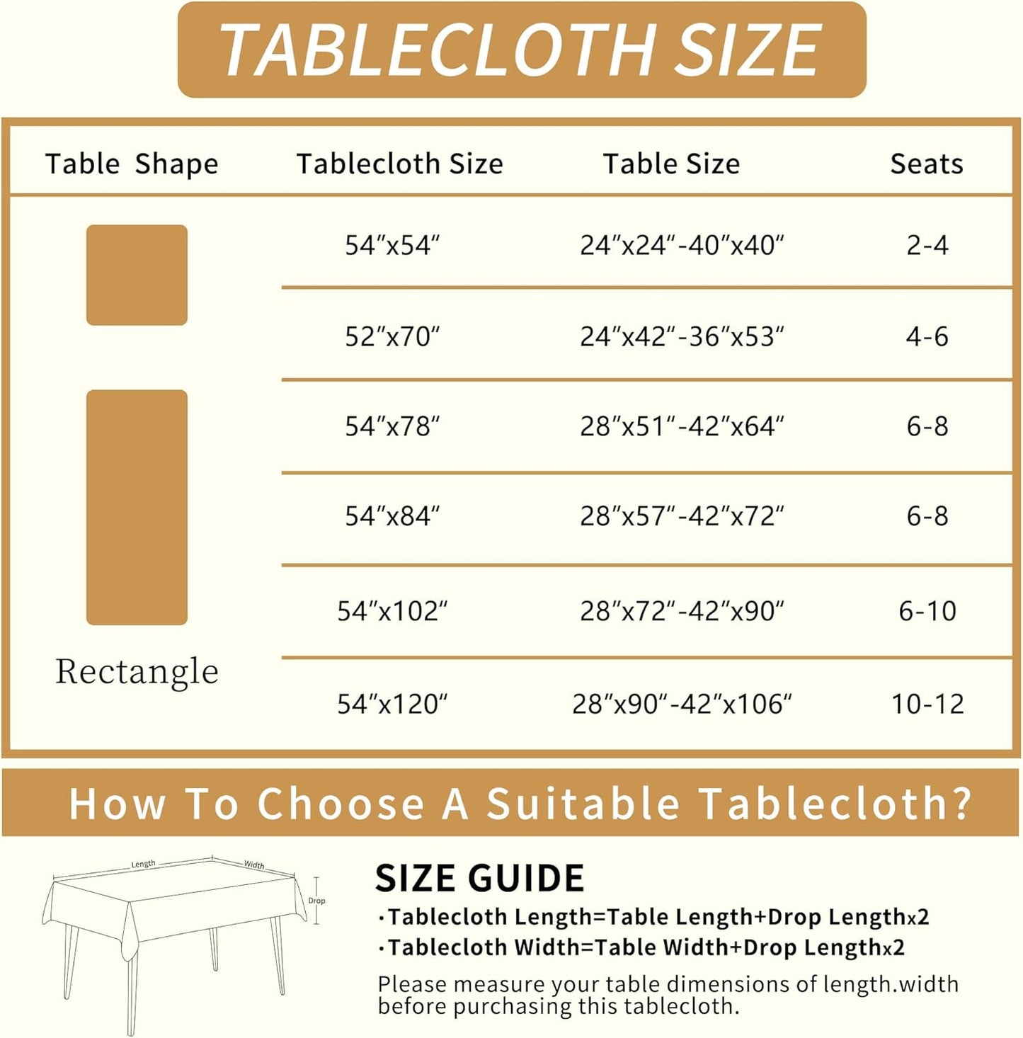Rectangle Table Cloth,100% Waterproof Tablecloth Oil Proof Spill Proof Vinyl Table Cloth, Wipe Clean Plastic Table Cover for Dining, Camping, Indoor and Outdoor 52" x 70",Leaves