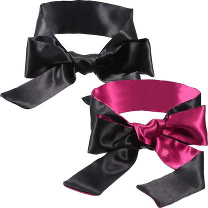 Hestya 2 Pack Sleeping Mask Satin Eye Mask (Black Red) Blindfold, 150 cm