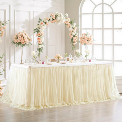 Suppromo 6ft Pink Tulle Table Skirt Baby Shower Tablecloth for Rectangle Tables or Round Tables Pink Ruffle Tutu Table Skirts Desk Skirt for Princess Girls Birthday Party Cake Dessert Decorations