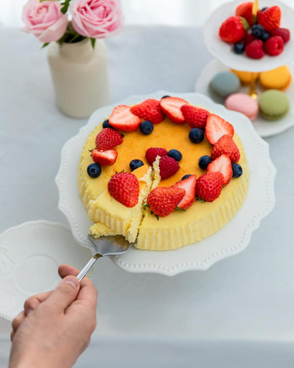 10 Inch Cake Stand, Relief Round Dessert Cake Stand, Ceramic Cupcake Stand for Birthday, Wedding, Baby Shower, Tea Party and Other Celebrations(White)
