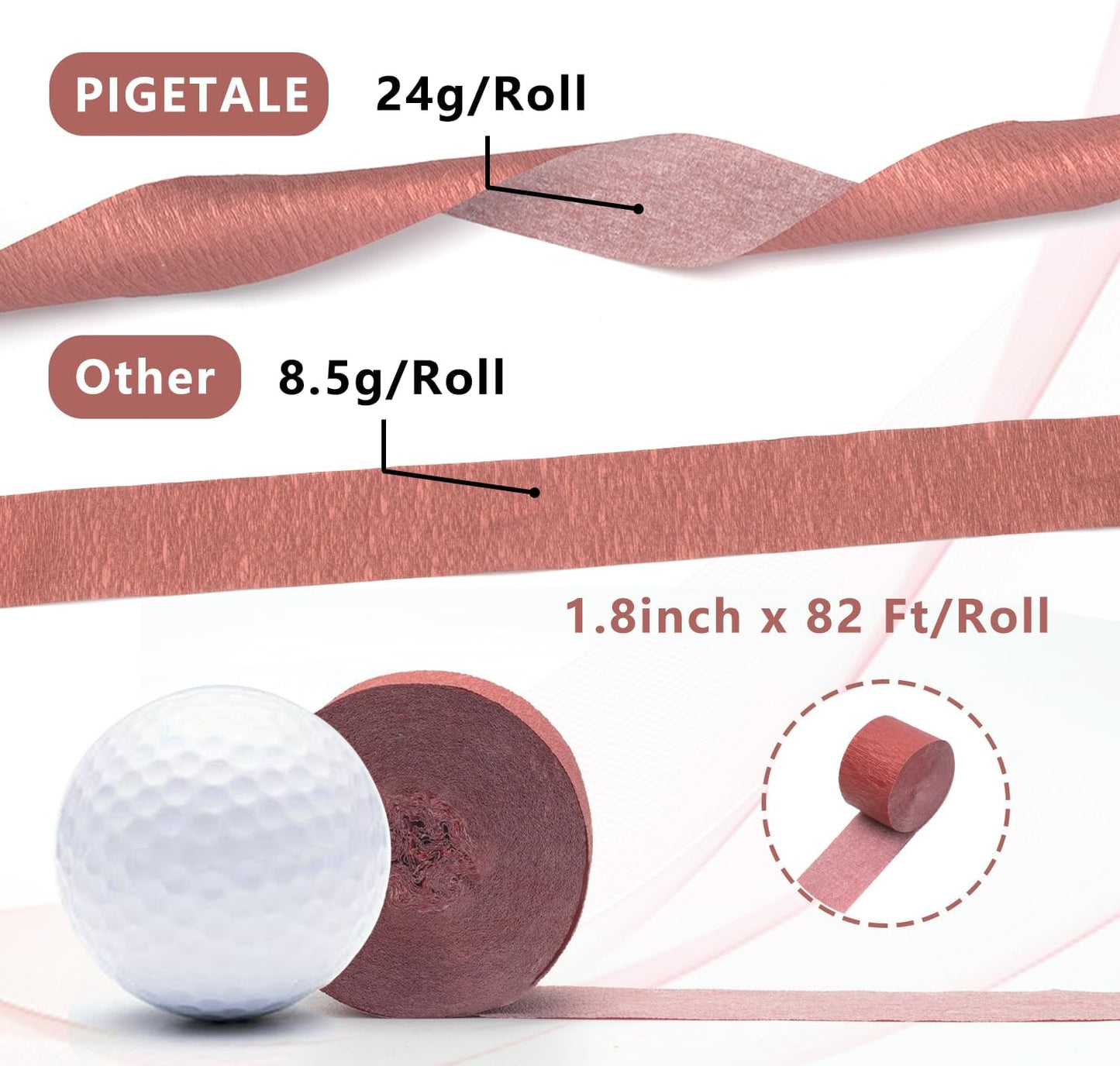 PIGETALE Crepe Paper Streamers 4 Rolls 328ft, Pack of Unique 3 Purple and White Party Streamer for Birthday Wedding Ceremony Baby Shower Party Decorations DIY Supplies Art Crafts (1.8Inch x 82Ft/Roll)