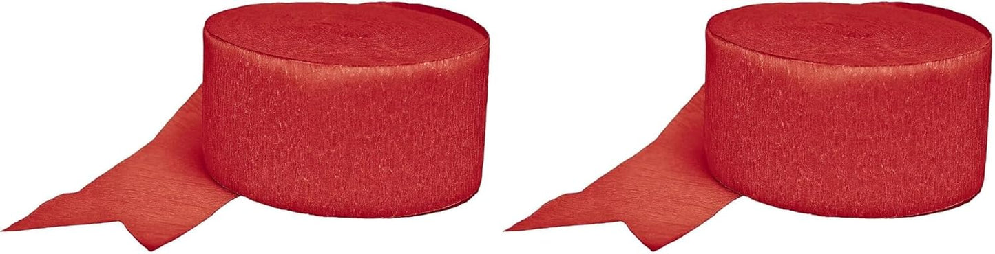 Amscan Premium Apple Red Crepe Paper Streamer - 81ft, 1 Piece - Perfect for Birthdays, Weddings, and Events