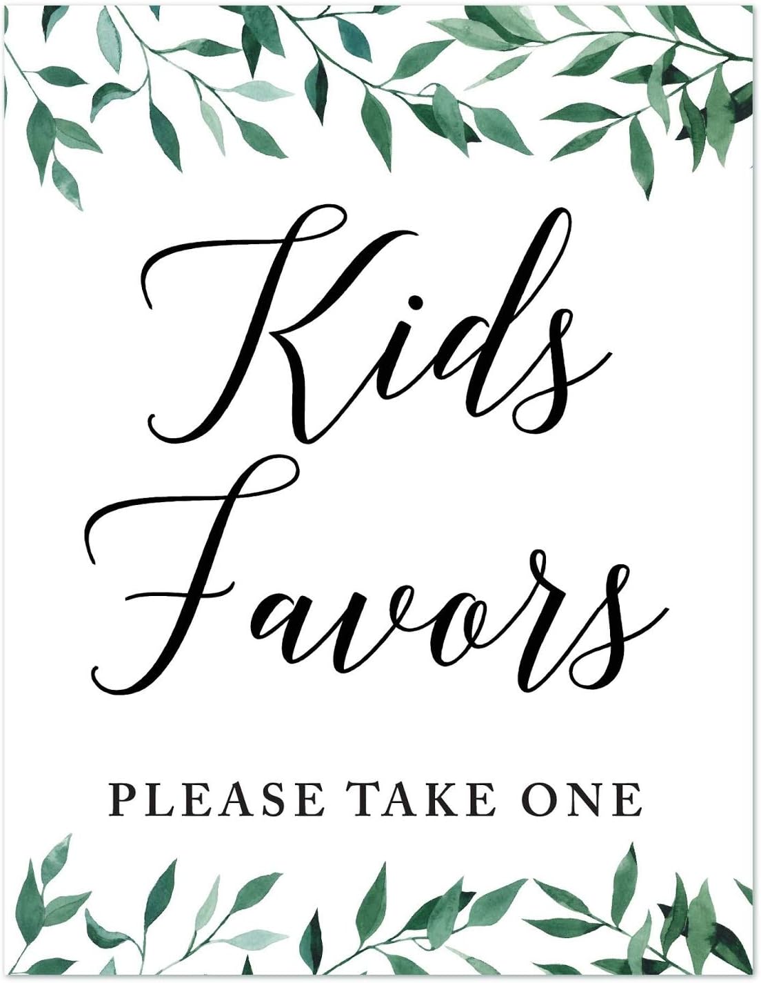 Andaz Press Wedding Party Signs, Natural Greenery Green Leaves, 8.5x11-inch, Bridal Shower Scavenger Hunt, 1-Pack - Colors D