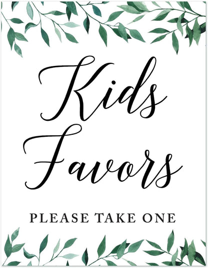Andaz Press Wedding Party Signs, Natural Greenery Green Leaves, 8.5x11-inch, Bridal Shower Scavenger Hunt, 1-Pack - Colors D
