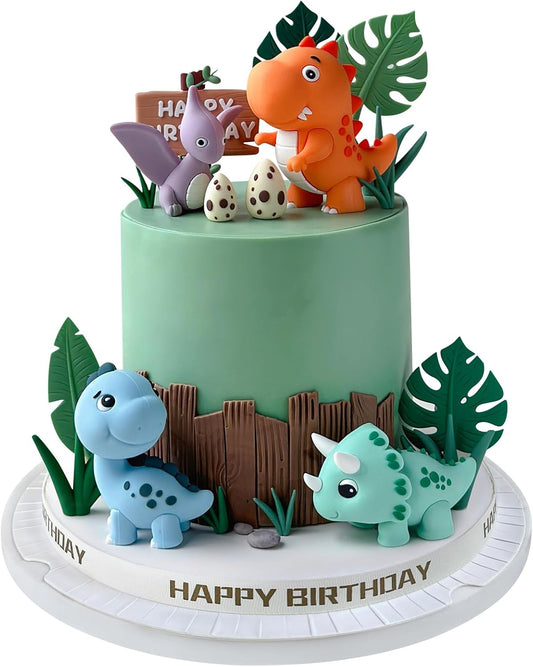 19pcs Safari Animal Cake Topper - Jungle Wild Cake Toppers with Leaves Balls Cake Decorations for Safari Animals Themed Birthday Party Decorations (Safari Animal Style)