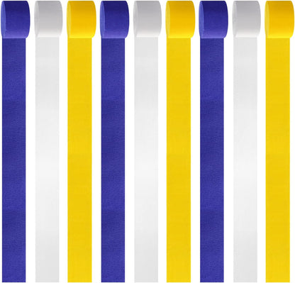 Navy-Blue White- Silver Crepe Paper Streamers - 9 Rolls Royal Blue Graduation 2025 Men Boy Birthday Party Decorations Streamer Wedding Bridal Shower Paper Garland Fathers Day Decor Panduola