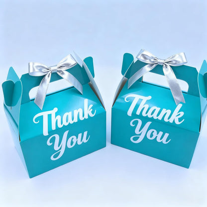 XAGLVV 24 Pack White Paper Gable Boxes,6.2 Inch Candy Boxes with Handle, Snack Party Favor& Gift Cookie bags for kids Birthday,Wedding, Baby Shower, Graduation.