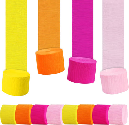 BEISHIDA 8 Rolls Red Yellow Blue and Green Crepe Paper Streamers for Carnival Circus Sesame Street Paw Party Decorations, Birthday DIY Craft Paper(1.8 Inch x 82 Ft/Roll)