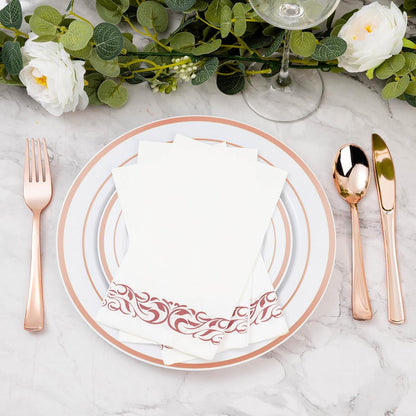 BESTVIP 200 Pack Disposable Paper Napkins, 3-Ply Dinner Napkins with Gold Trim for Guests, Bathroom Paper Hand Towels Soft and Absorbent, Perfect for Kitchen, Dinner, Party, Wedding or Event