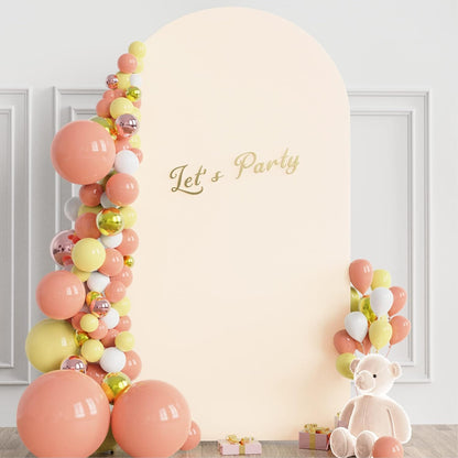 Wokceer 7.2 FT Wedding Arch Backdrop Stand and White Arch Cover, Metal Arch Stand with Arch Stand Cover for Birthday Party Wedding Ceremony Bridal Baby Shower Event Decor