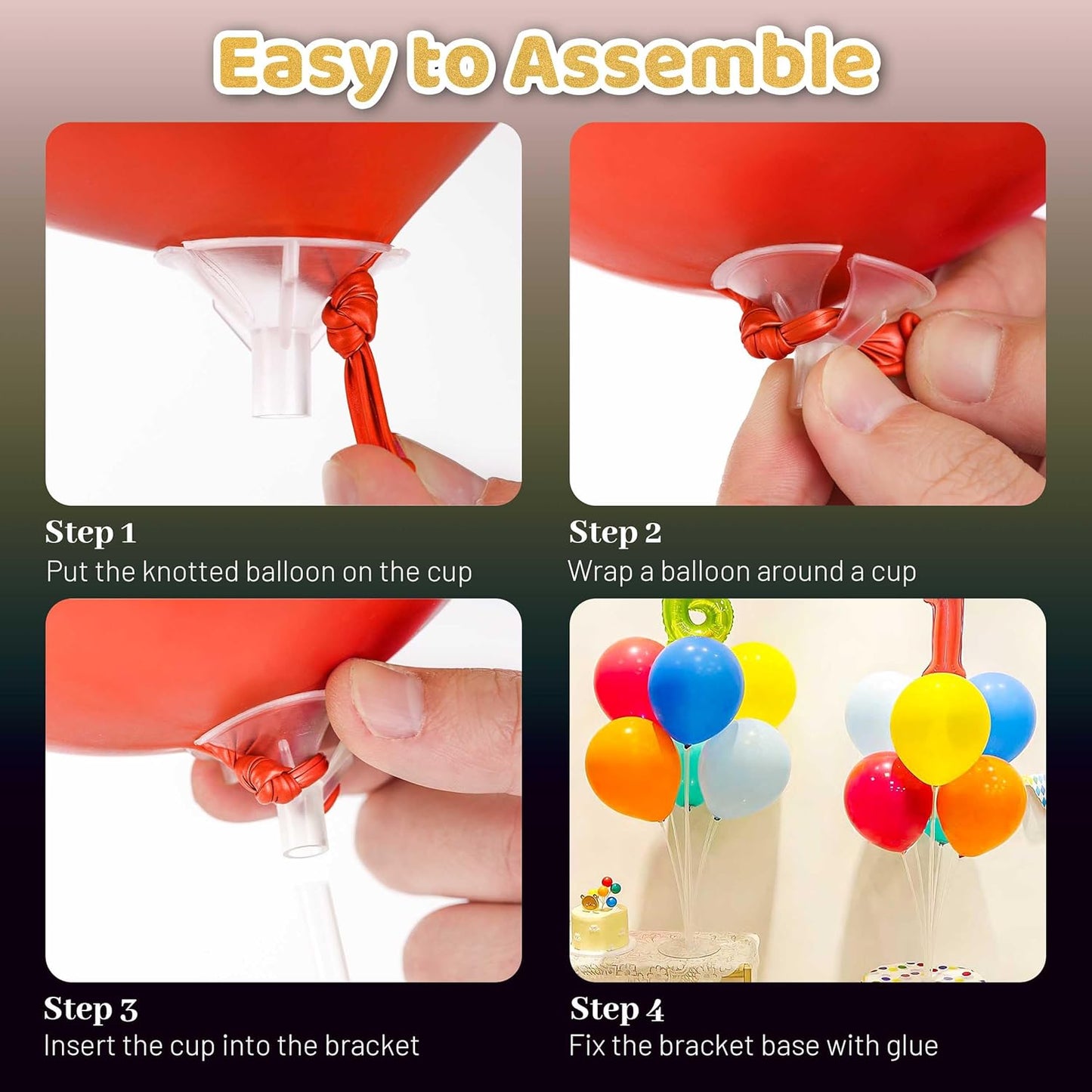JOYYPOP 4 Sets Balloon Stand Kit For Table, Balloon Sticks with Base Birthday Graduation Party Decorations Wedding