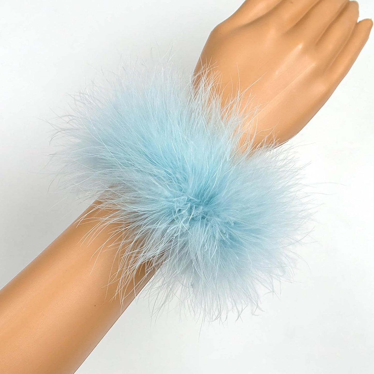 2Pcs Feather Wristbands, 9.65inch Soft Feather Wrist Slap Bracelet Cuffs, Snap Ring, Circle Slap Wrist Decoration Cuffs for Party Decoration