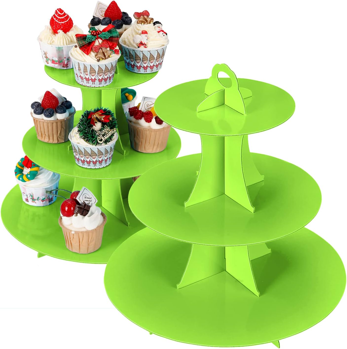 YLDW Cupcake Stand, 3-Tier Cupcake Stand Display, Cardboard Cup Cake Tower Stand, Disposable Dessert Stand for Birthday Tea Party Baby Shower Treat Decorations, Pink