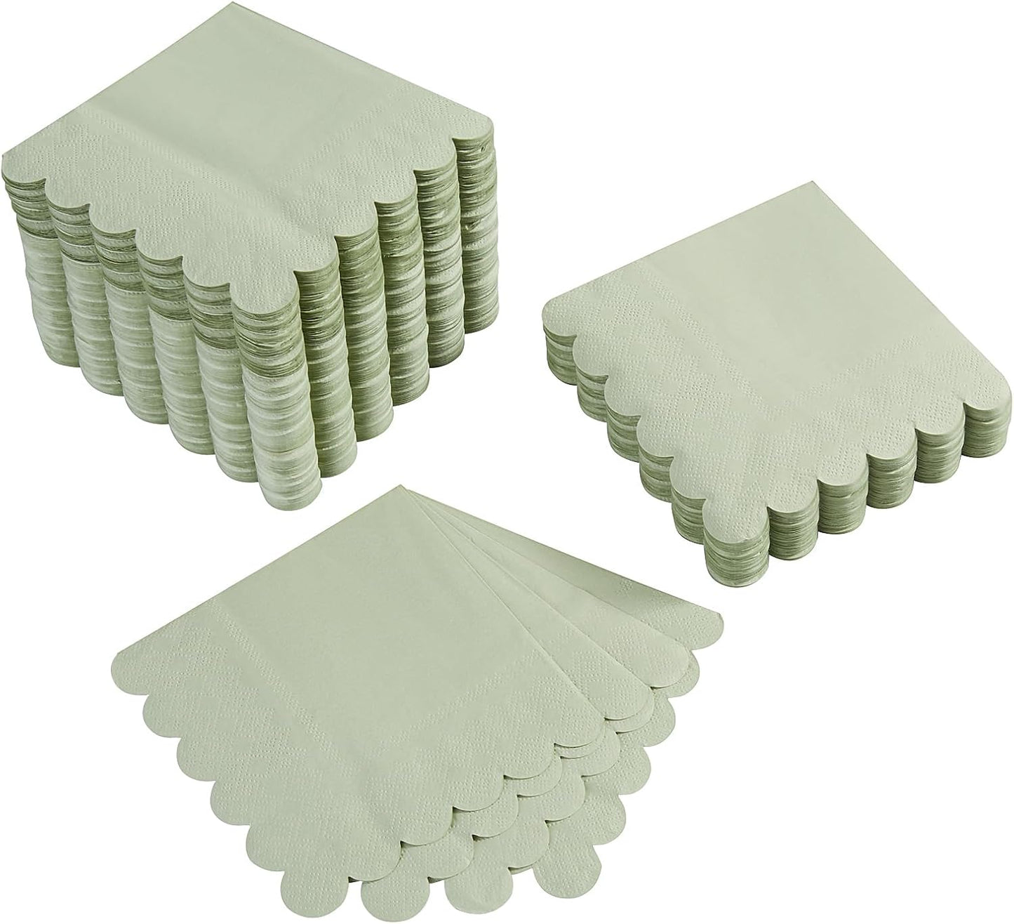 100 Pack Cocktail Napkin 2-Ply Scalloped Edged Dessert Napkins Folded 5 x 5 Inches Disposable Napkins for Dinner Wedding Birthday Party Bridal Anniversary Reception Event (Pink)