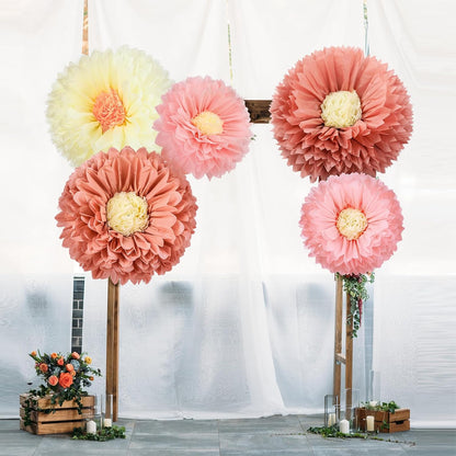 Chunful 5 Pcs 30'' 24'' Gaint Pastel Tissue Paper Flowers Decoration Large Hanging Tissue Paper Pom Poms Decor for Pastel Birthday Bachelorette Wedding Baby Shower Bridal Shower Easter Party Decor