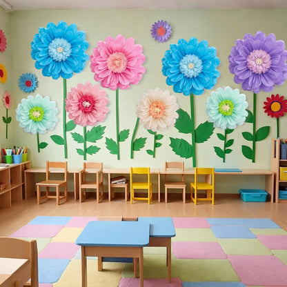 Giegxin 20 Pcs 31.5'', 23.6'', 11.8'', 9.8'' Pink Giant Paper Flower Boho Large Tissue Flower for Wall Pink Pom Pom Floral Decoration for Wall Wedding Bridal Shower Classroom Tea Party Birthday Decor
