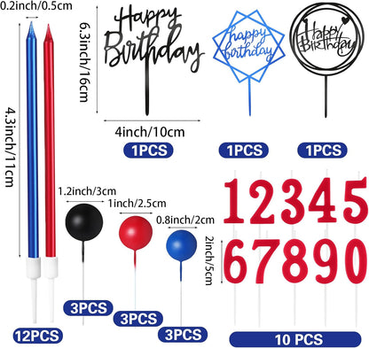 Yerliker 34 Pcs Happy Birthday Cake Toppers Decorations Birthday Candles DIY Cake Decor for Men Women Wedding Anniversary(Gold)