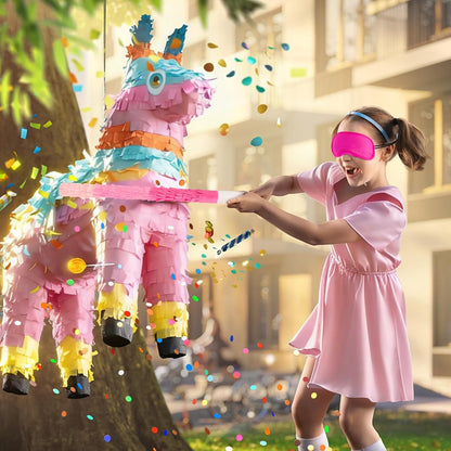 Rose Red Pinata Stick Kit with Blindfold, Rope and Confetti - Perfect for Kids Girls Birthday, Baby Shower, Carnivals Party Supplies