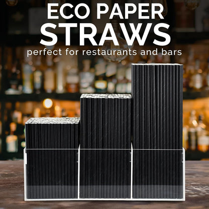 Black Paper Straws, Solid black/250 Bulk, Biodegradable Paper Drinking Straws for Cocktail, Drinks, Bars and Restaurant, 7.75"x0.24"
