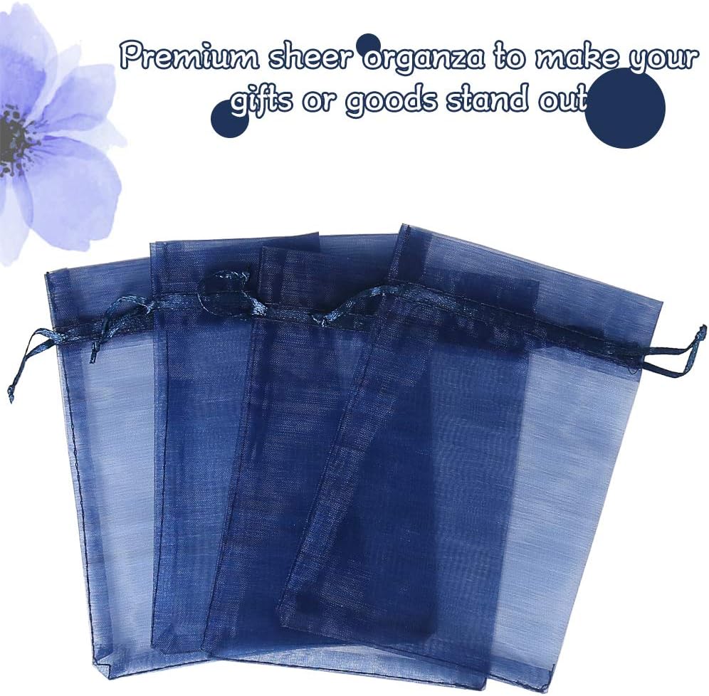 HRX Package 100pcs White Organza Bags, 4x6 inch Mesh Bags Drawstring Gift Bags Jewelry Pouches for Candy Wedding Favors Christmas