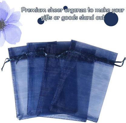 HRX Package 100pcs White Organza Bags, 4x6 inch Mesh Bags Drawstring Gift Bags Jewelry Pouches for Candy Wedding Favors Christmas