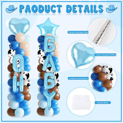 2 Sets Graduation Balloon Column Stand Kits with Balloons 2026 Grad Themed Decoration Navy Blue Balloon Tower Stand Kit for Grad High School & College Celebration Party Decor