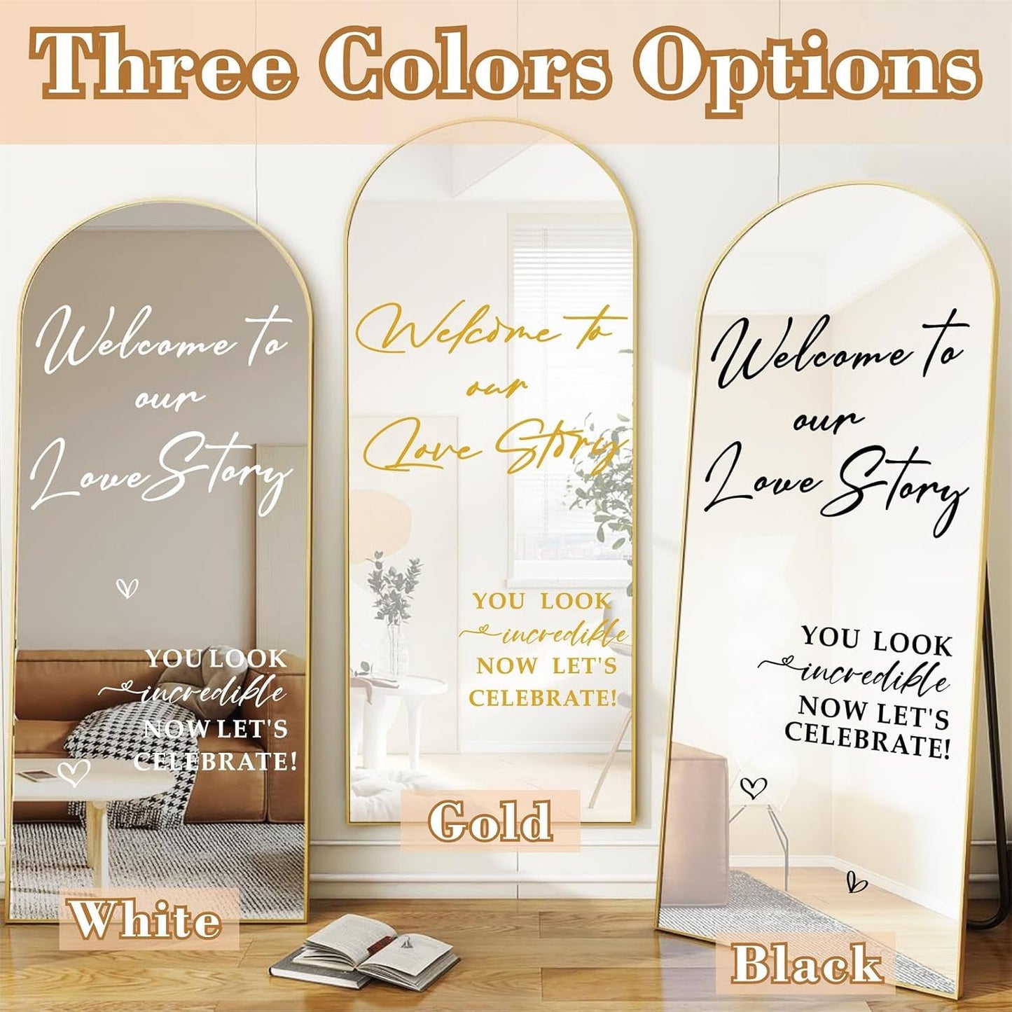 Custom Name Welcome to Our Wedding Signs Personalized Wedding Mirror Decals Selfie Mirror Decal for Wedding Entry Reception Display Golden Date Marriage DIY Vinyl Lettering Welcome Party Decoration
